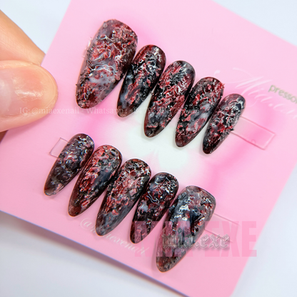Handmade Halloween Gothic Bloody Melted Textured Press-on Nails