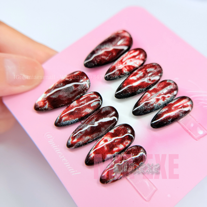 Handmade Halloween Bloody Cat-Eye Magnetic Press-on Nails