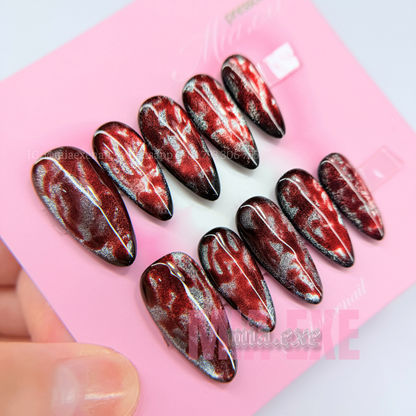 Handmade Halloween Bloody Cat-Eye Magnetic Press-on Nails