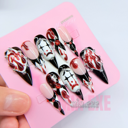 Handmade Halloween IT Clown Bloody Press-on Nails