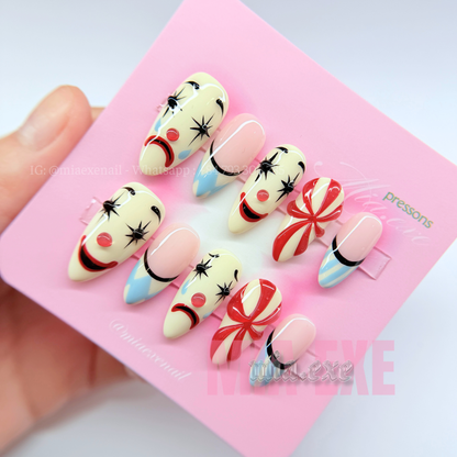 Handmade Halloween Creepy Clown Press-on Nails
