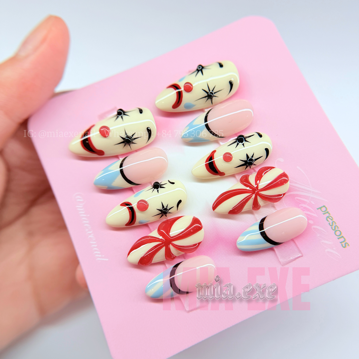 Handmade Halloween Creepy Clown Press-on Nails