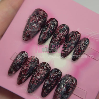Handmade Halloween Gothic Bloody Melted Textured Press-on Nails